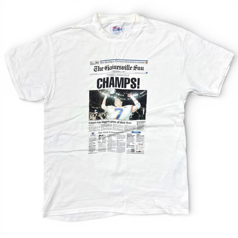 Vintage University of Florida Gators Football Gainsville Sun Newspaper T Shirt L